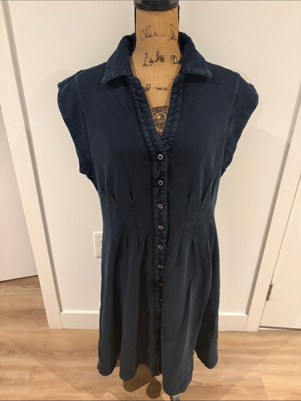 NIC+ZOE French Terry Rory Sleeveless Midi Dress in navy